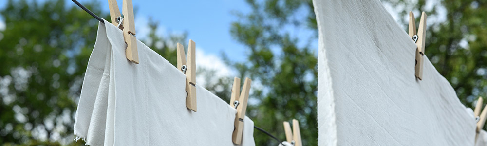 The easiest way to dry towels and swimsuits is to throw them on a clothesline or over the back porch, but that also makes them “screens” for collecting pollens and molds