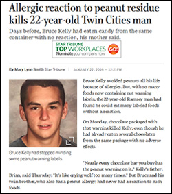 Allergy avoidance didn't work. Allergic reaction to peanut residue kills 22-year-old Twin Cities man