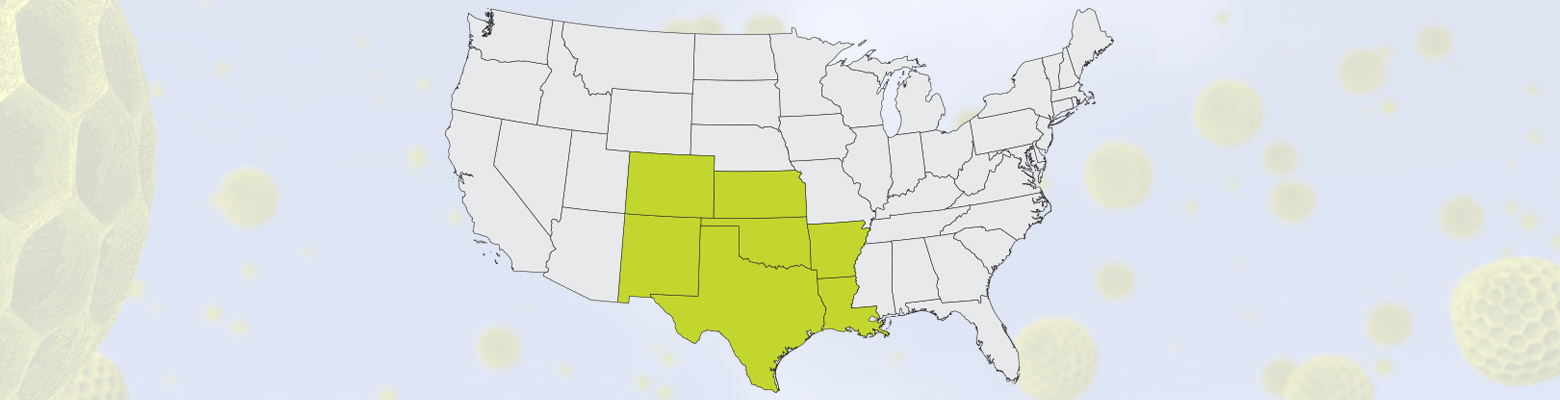 South Central US pollen seasons - Arkansas, Colorado, Kansas, Louisiana, New Mexico, Oklahoma, Texas